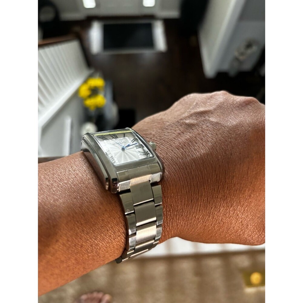 Invicta Silver Watch with Blue Hands and Roman Numerals
